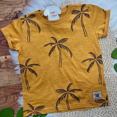 Conj. Camiseta Sunset Time e Bermuda - Mostarda e Jeans